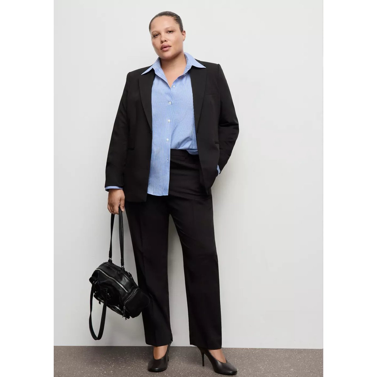 Blazer costume cintré noir, MANGO