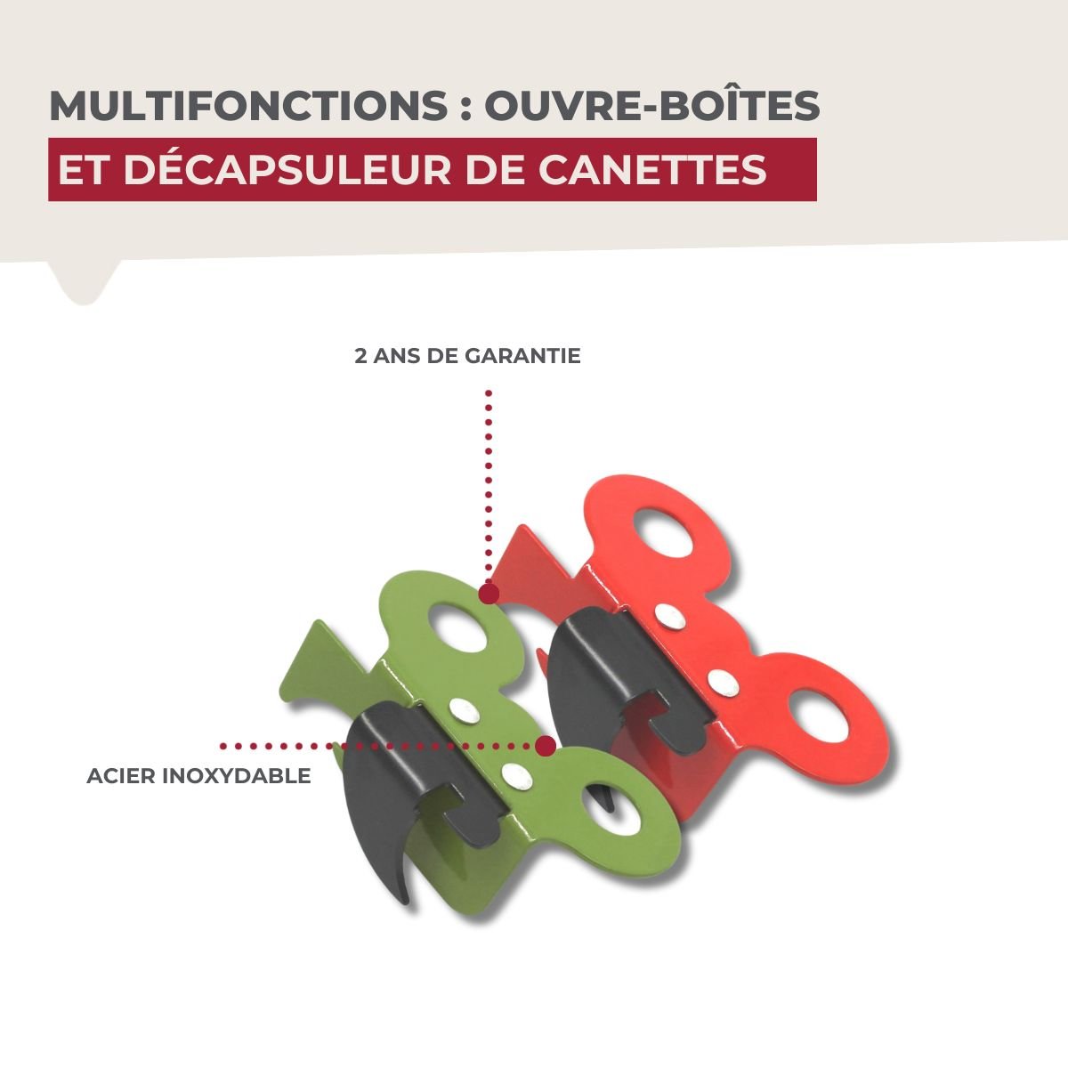 Ensemble de 2 Ouvre-boîtes manuel papillon rouge|vert, FACKELMANN