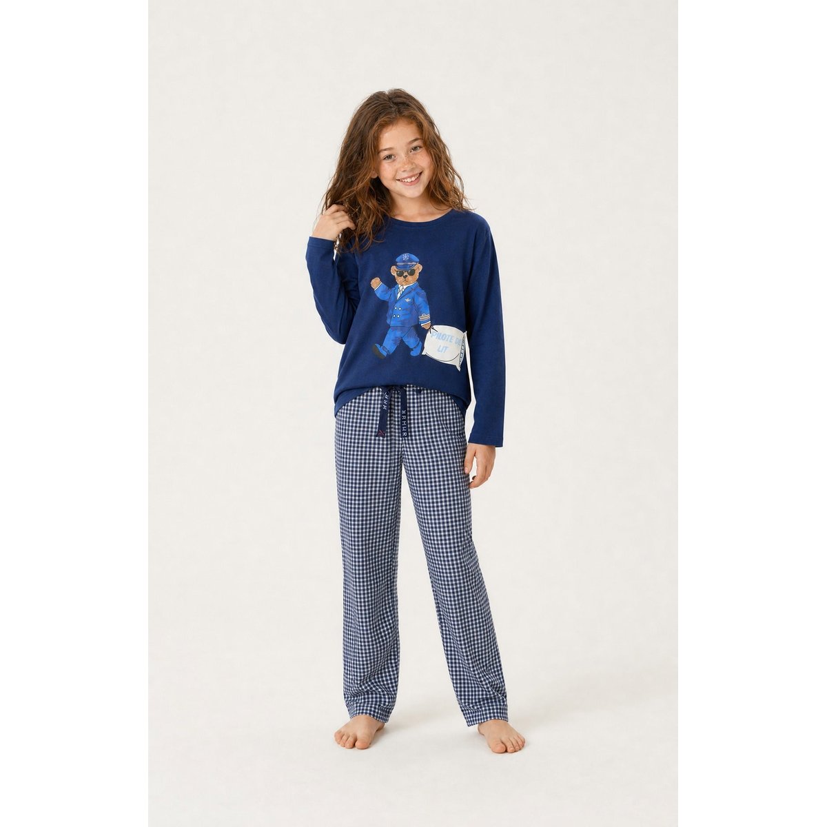 Pyjama enfant en jersey de coton léger imprimé Pilote de lit marine, ARTHUR