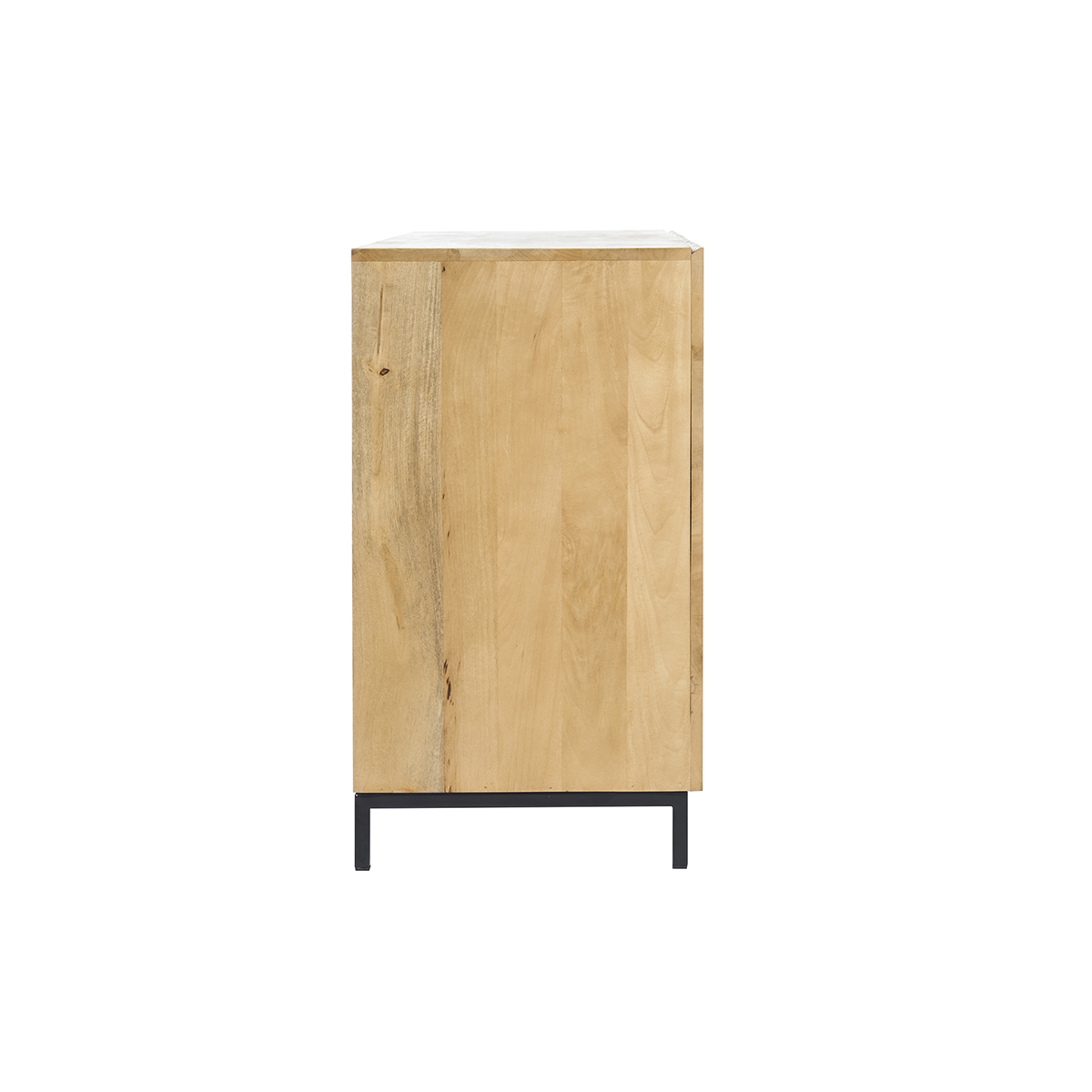 Buffet industriel en bois manguier massif et métal noir 3 portes L145 cm YPSTER bois clair / noir, MILIBOO