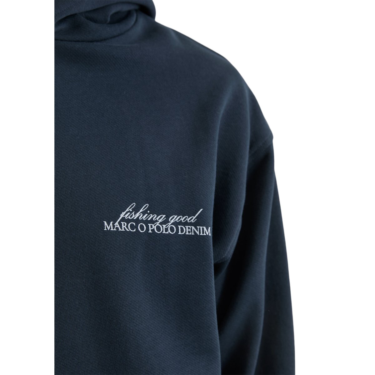 Hoodie relaxed avec un grand imprimé au dos bleu foncé, MARC O’POLO DENIM