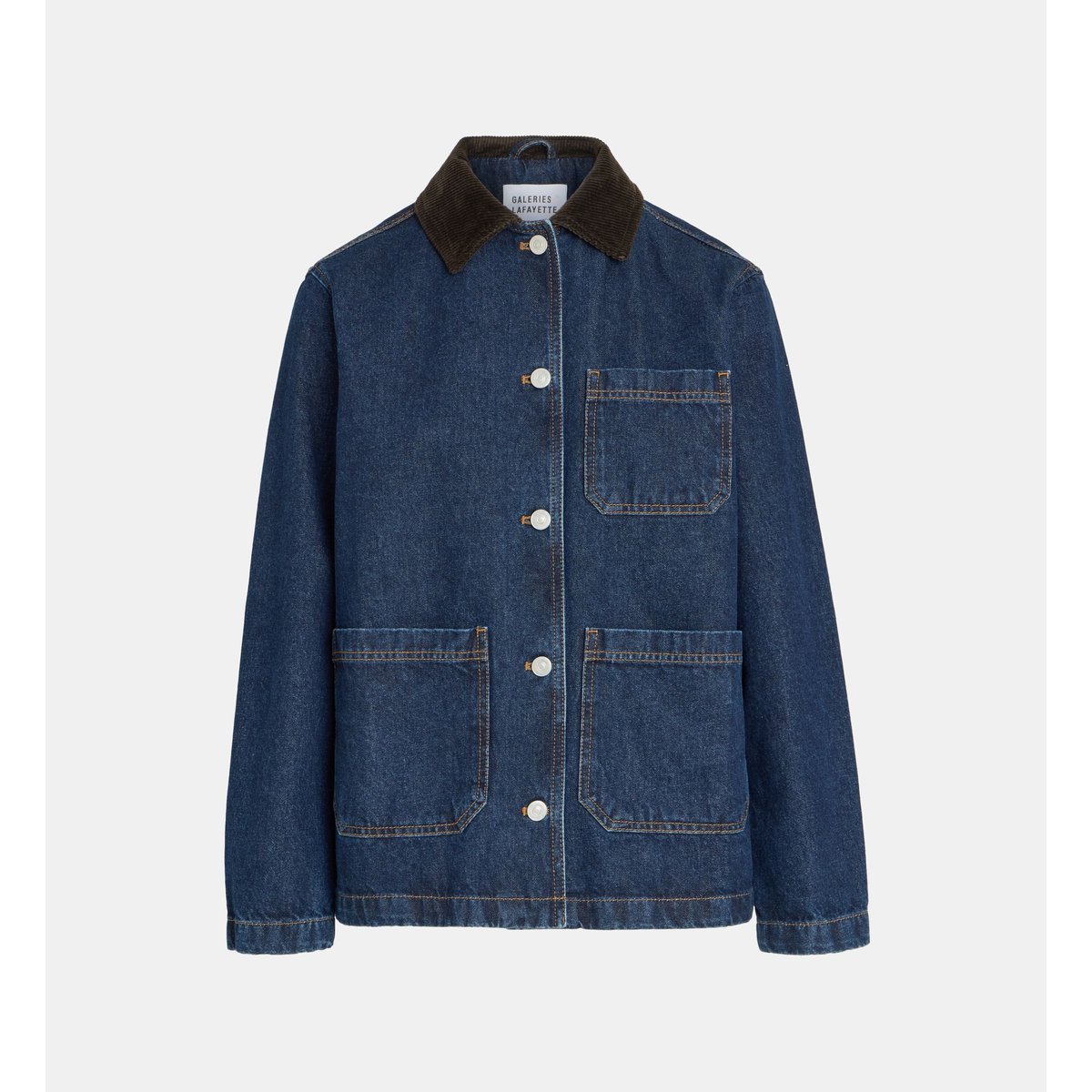 Veste droite balmoral denim coton bleu moyen, GALERIES LAFAYETTE
