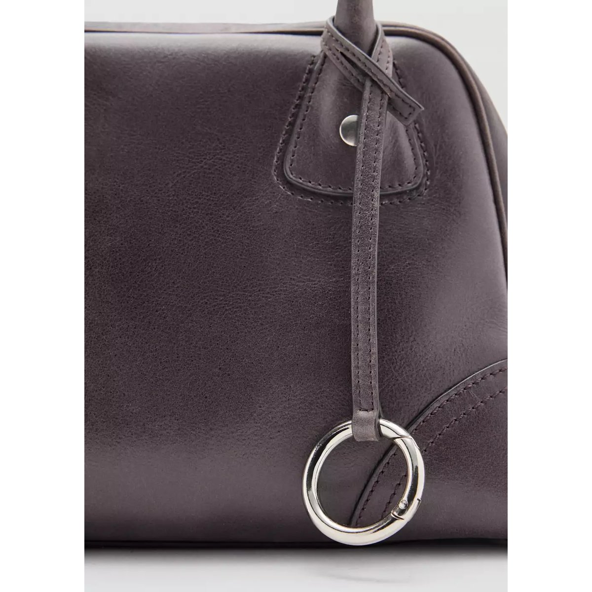 Sac bowling cuir chocolat, MANGO