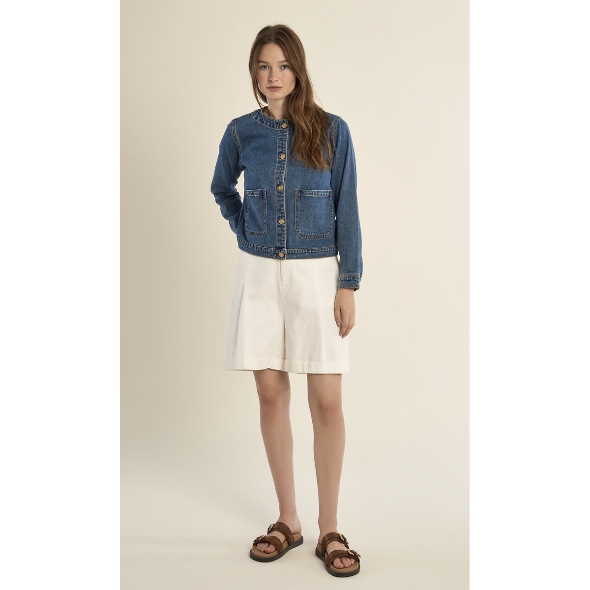 Veste en jean manches longues denim bleu, MOLLY BRACKEN