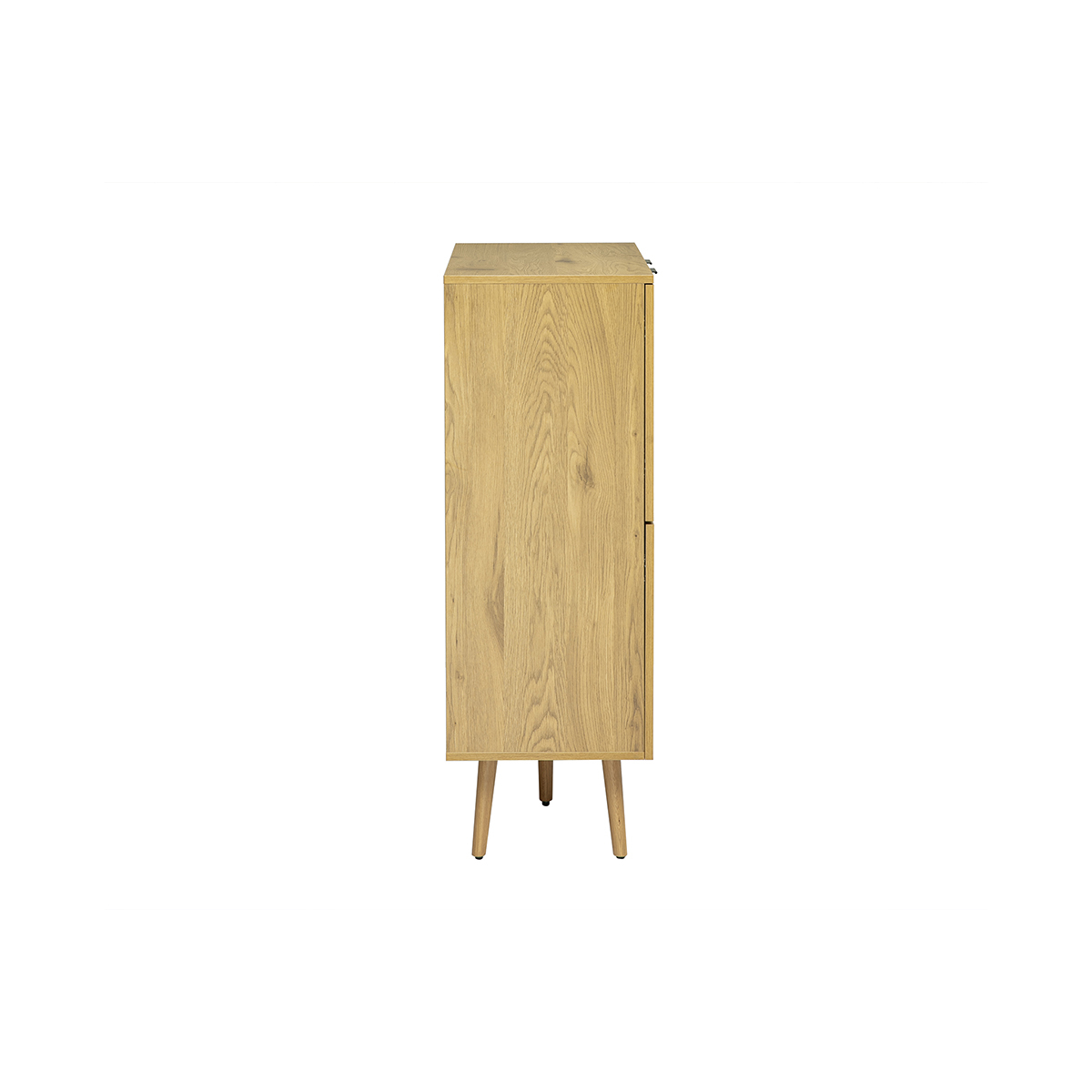 Buffet finition bois clair, cannage en rotin et métal noir 4 portes L80 cm MANILLE marron, MILIBOO