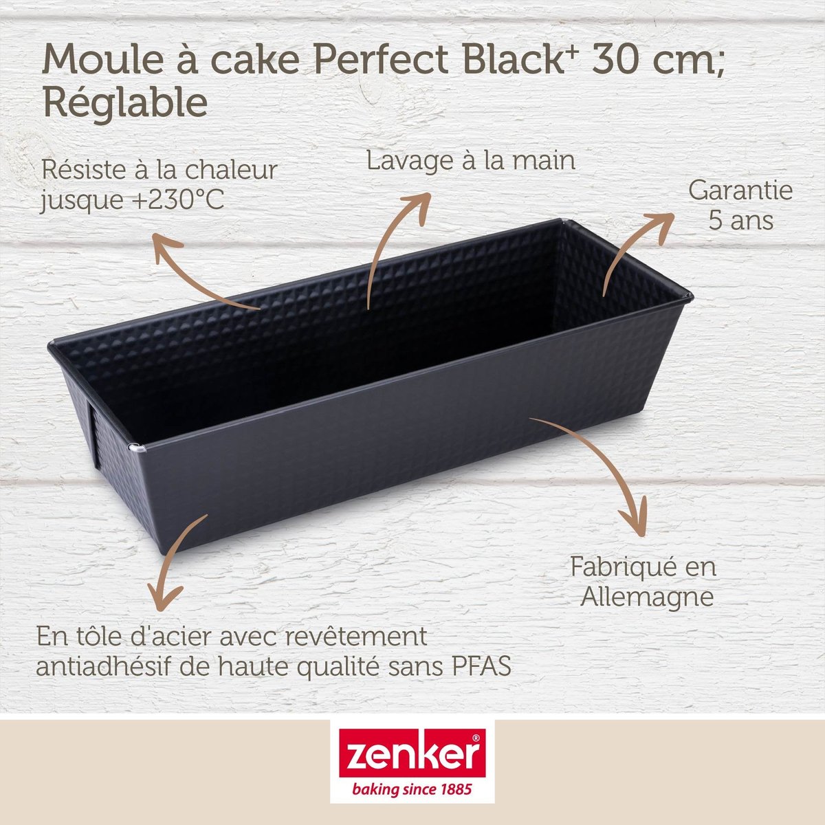 Moule à cake 30,5 x 11,5 x 7 cm PERFECTBACK+ noir, ZENKER