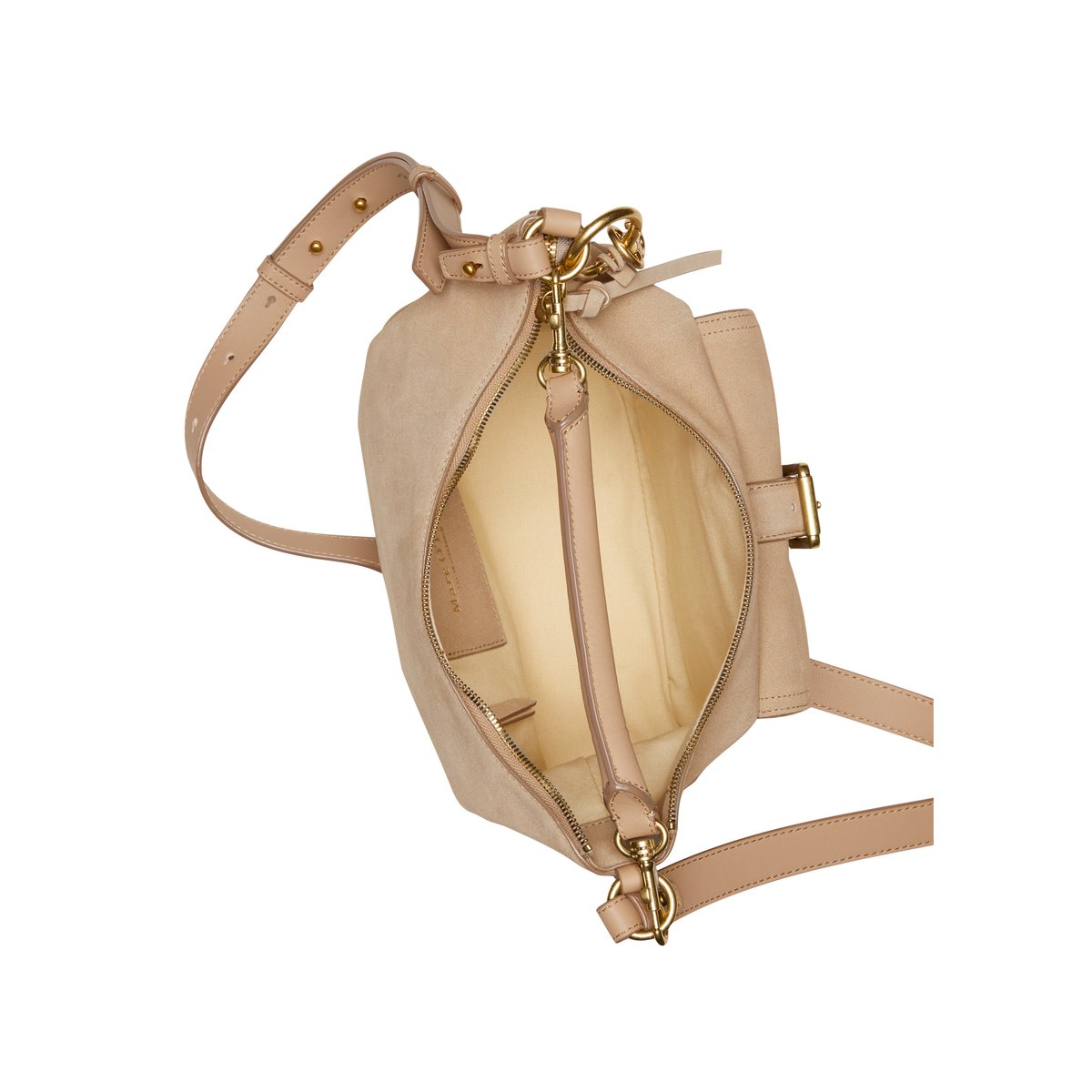 Sac à bandoulière small en cuir de vachette velours doux marron, MARC O'POLO
