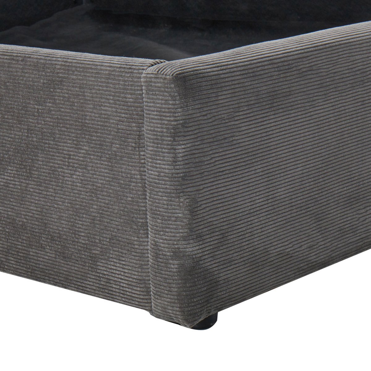 Lit coffre en velours côtelé 160x200cm- CAMA gris, DRAWER