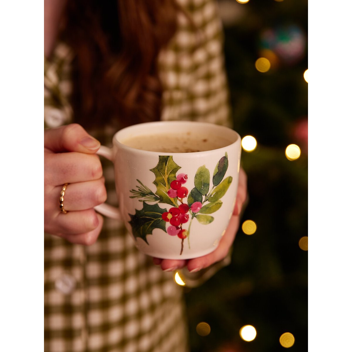 Set of 4 Botanic Garden Christmas Holly & Berries Latte Mugs multi-coloured, PORTMEIRION