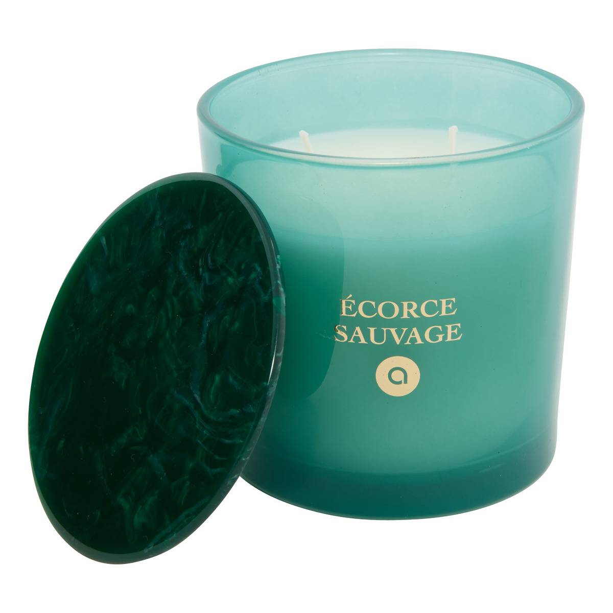Bougie parfumée ronde en verre LIANA vert, ATMOSPHERA
