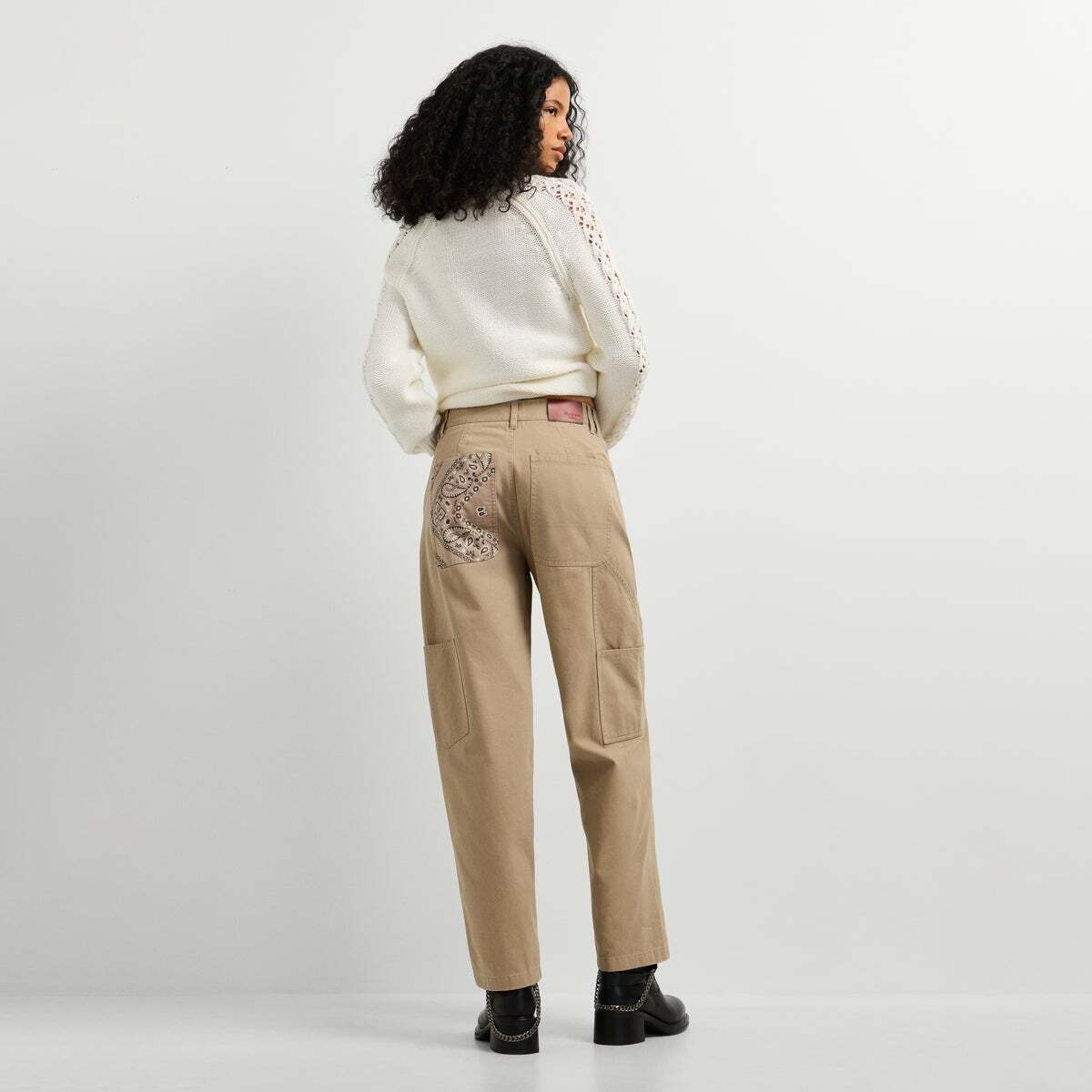 Pantalon Cargo En Sergé Coupe Droite beige malté, PEPE JEANS