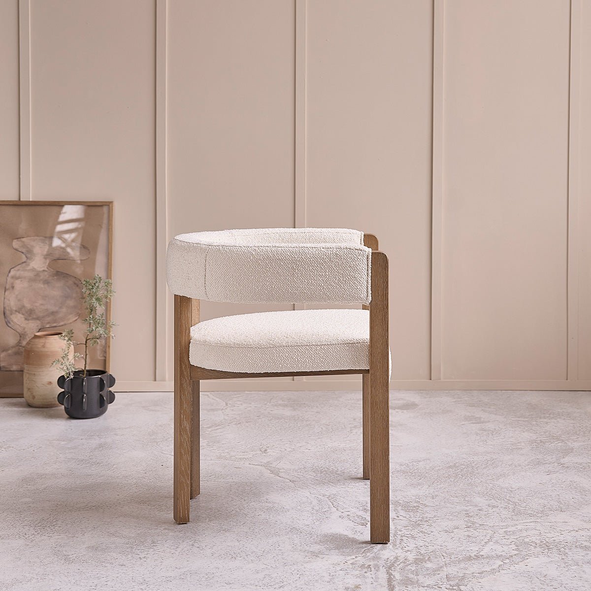 Lot de 2 chaises en bois de chêne et bouclette  CLÉA naturel, BERAH GETAH