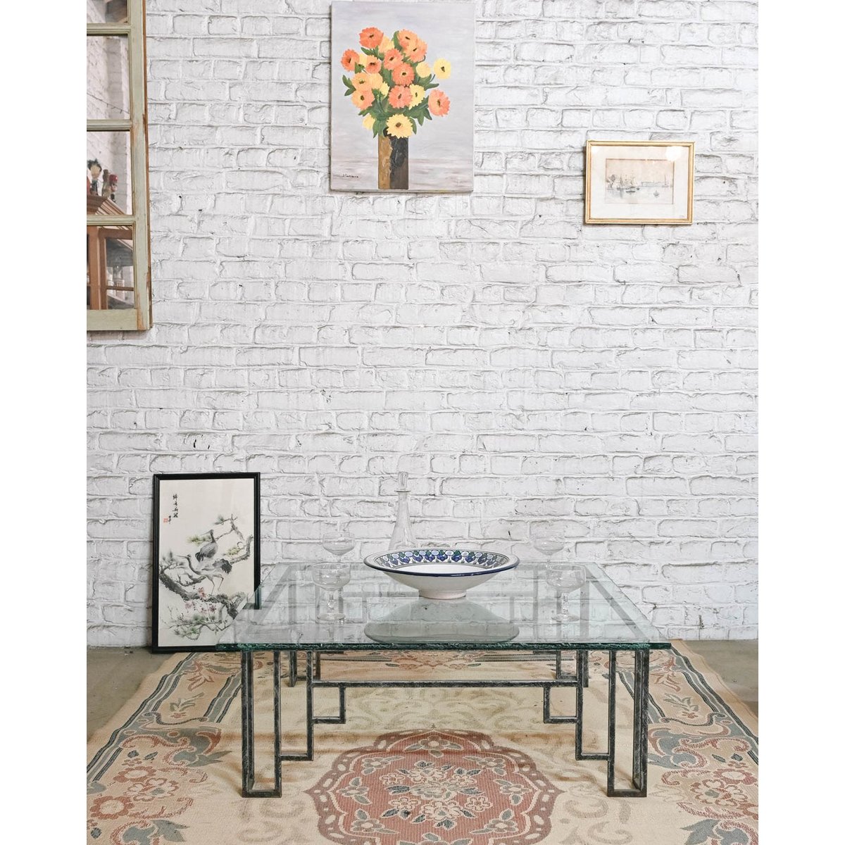 Table basse en verre et fer forgé Donna N°1529 - Bon état transparent, DEBONGOUT
