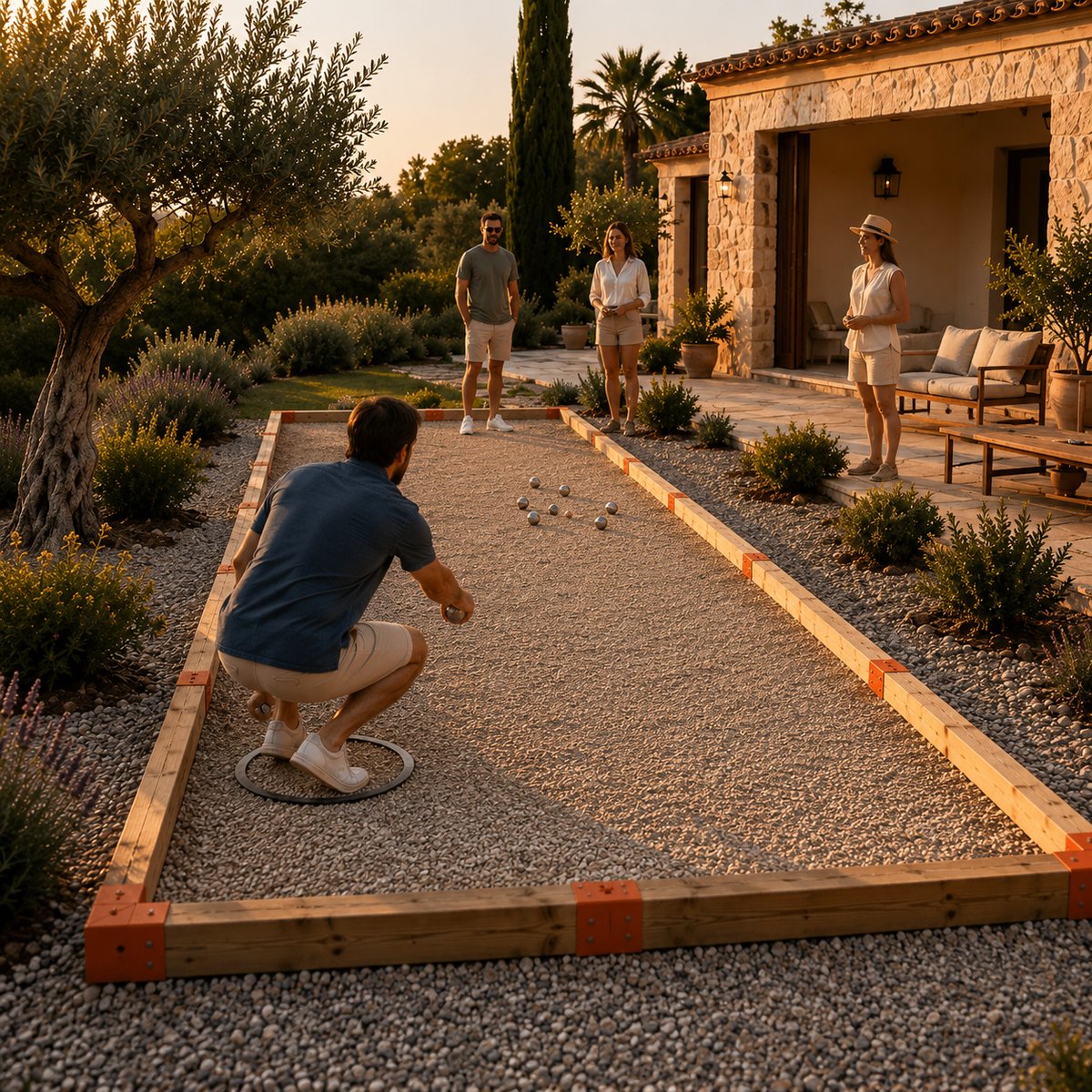 Terrain de pétanque Terrain de pétanque 12 x 4 m marron - orange, TP TOYS