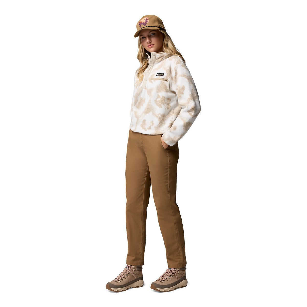 Helvetia Sherpa Short Semi-Buttoned Fleece beige print, COLUMBIA