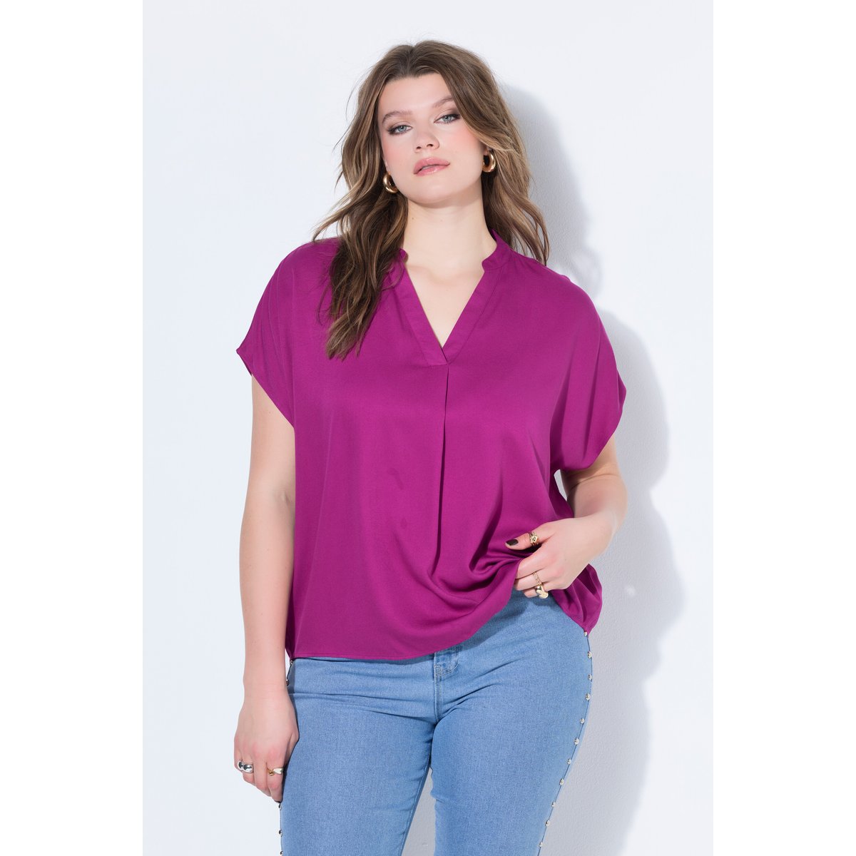 Blouse oversize, NOUVEAU ! Col montant magenta, STUDIO UNTOLD