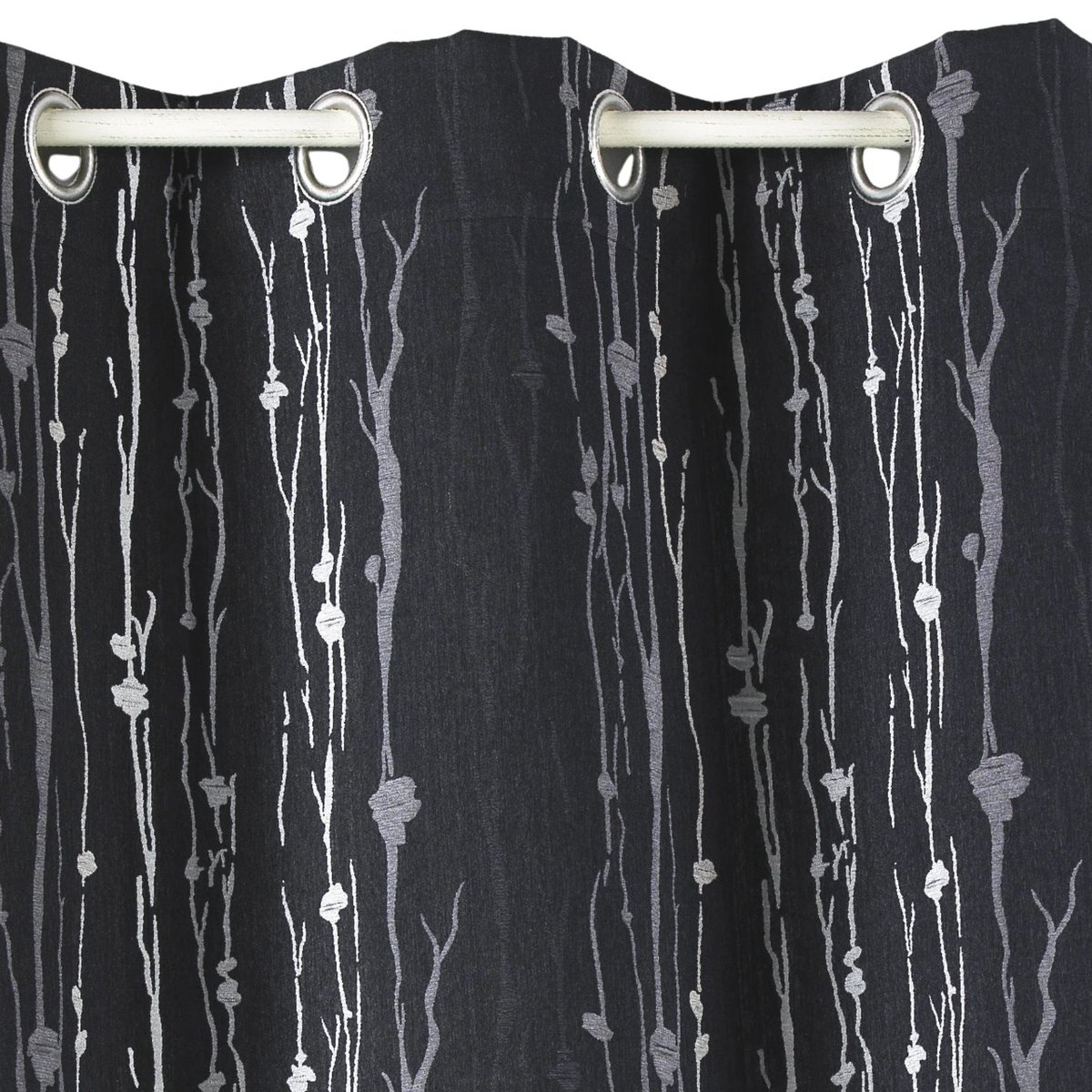 Rideau isolant en jacquard imprimé racine noir, HOME MAISON