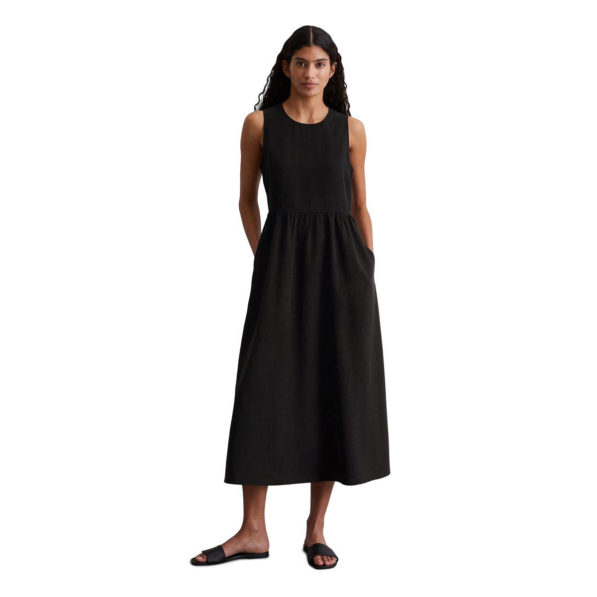 Robe à découpes en mélange TENCEL™ Lyocell-lin noir, MARC O'POLO