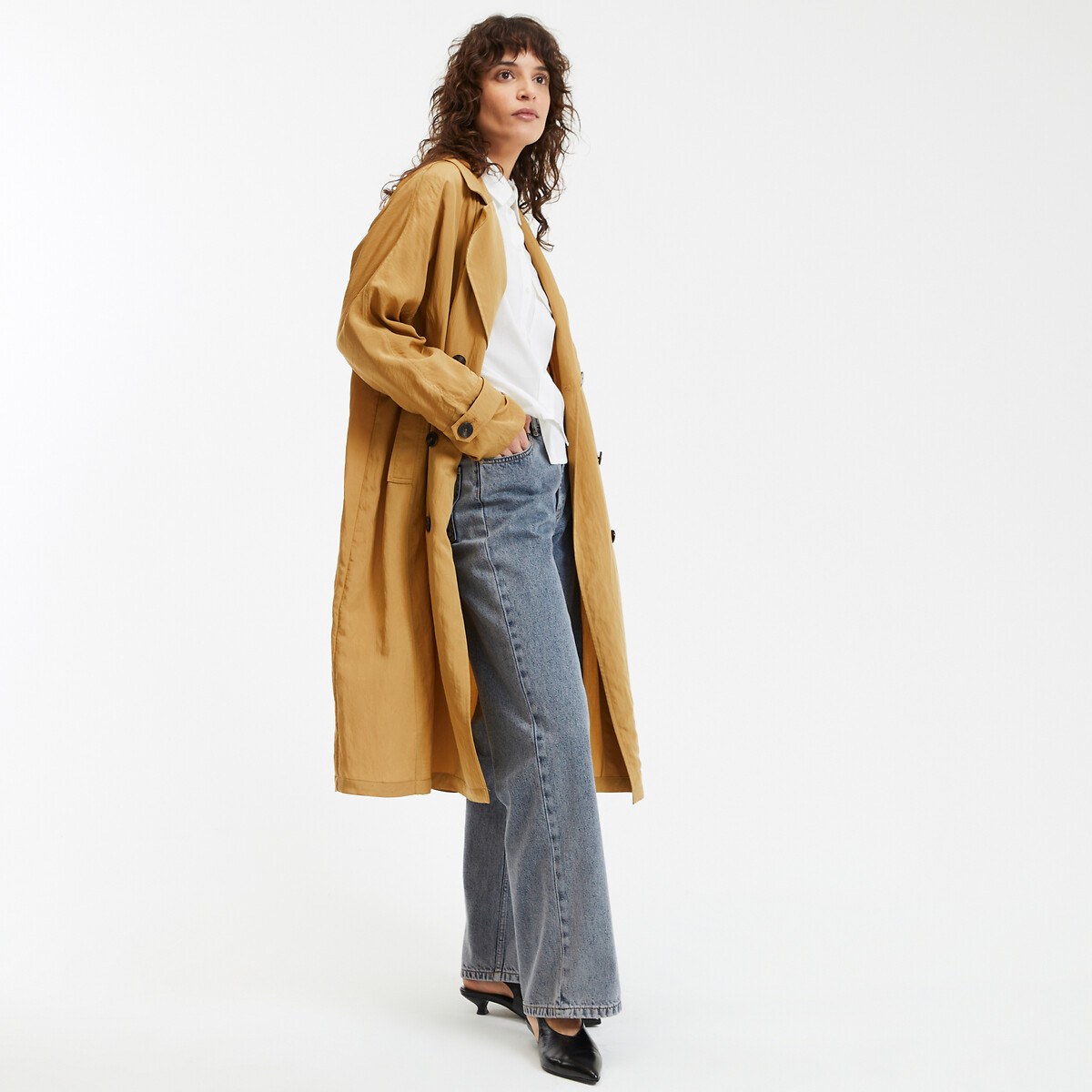 Long Buttoned Trench Coat golden yellow, LA REDOUTE COLLECTIONS