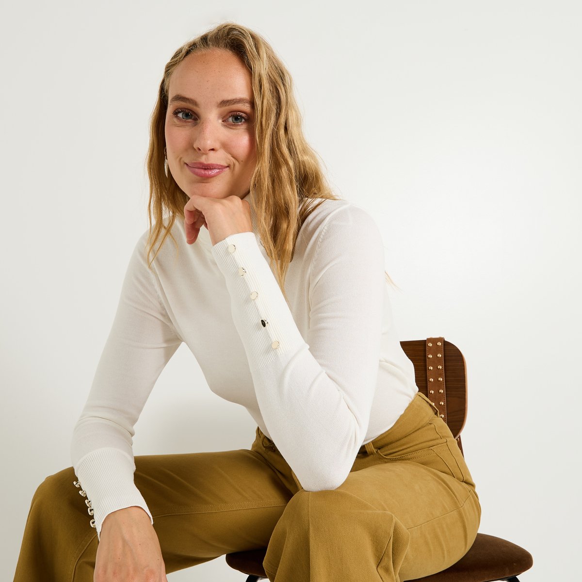 Pull col roulé blanc cassé, GRAIN DE MALICE