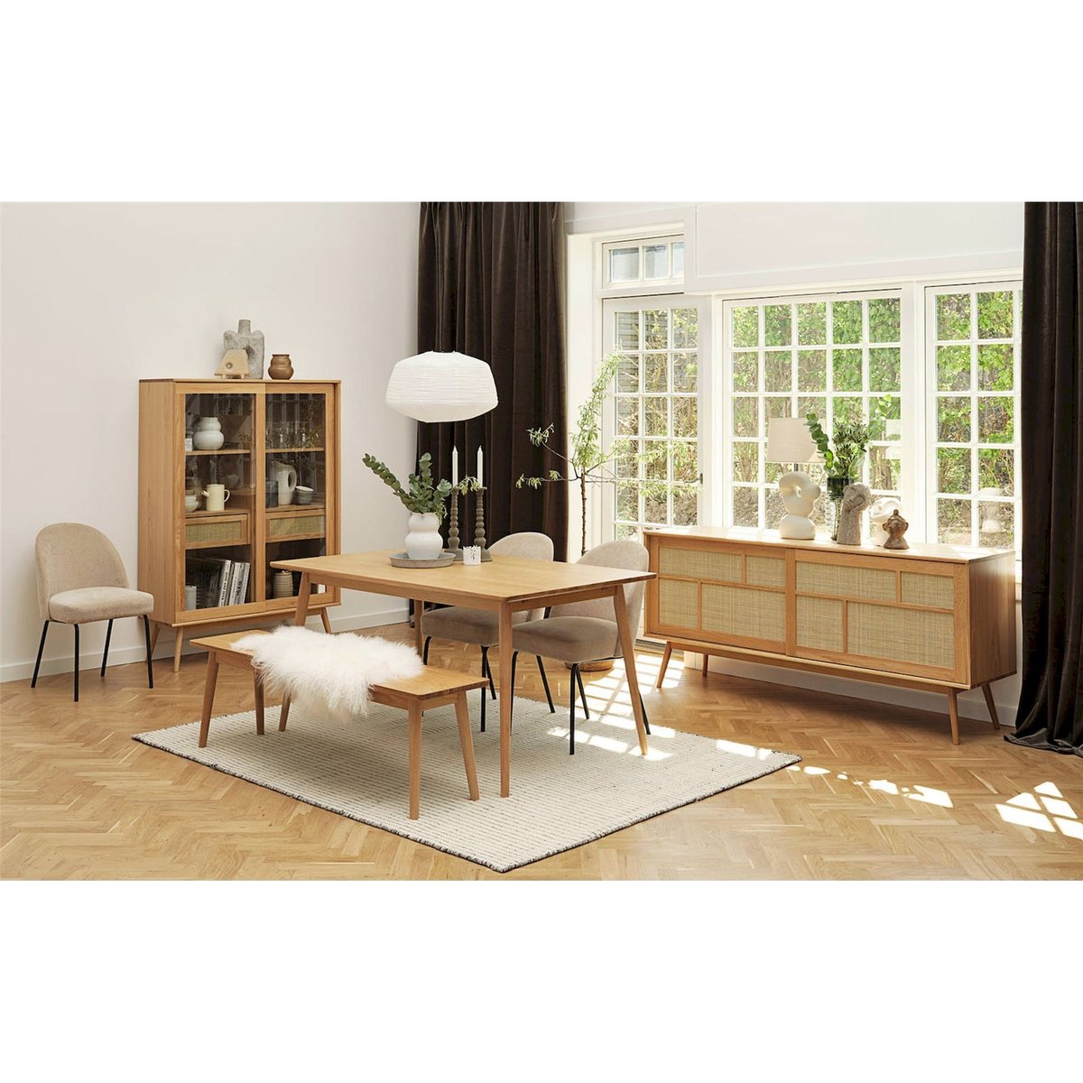 Buffet en bois et cannage collection VISIMMY bois clair et noir, RECOLLECTION