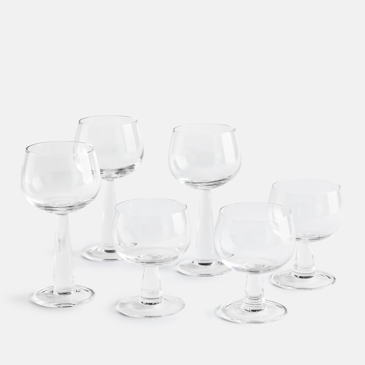 Lot de 6 verres forme ballon, pied haut, LAZIE transparent, LA REDOUTE INTERIEURS