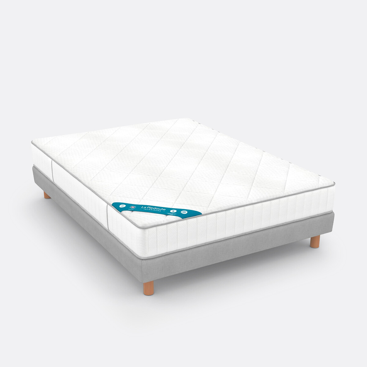 Matelas latex, 7 zones, soutien très ferme, accueil tonique blanc/gris, LA REDOUTE INTERIEURS