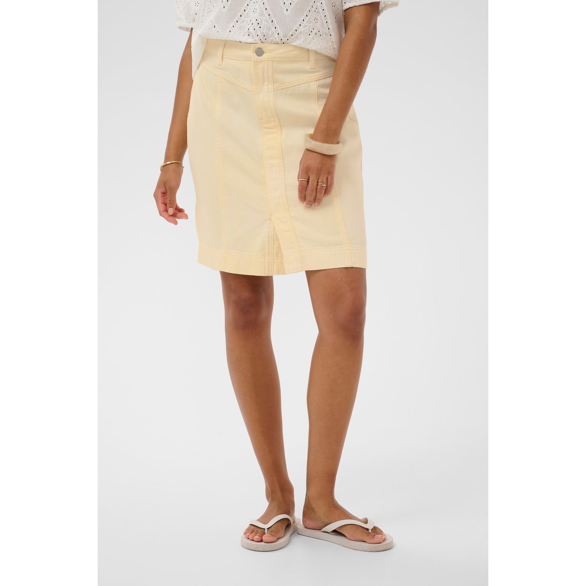 Jupe casual jaune lemon meringue melange, CREAM