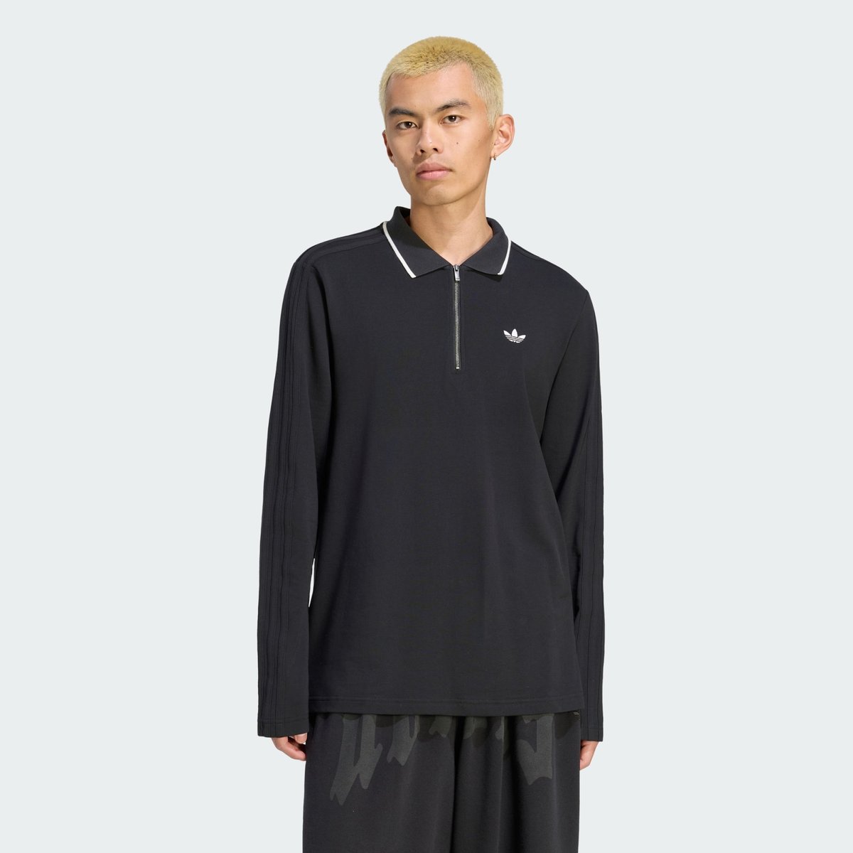 Polo Manches Longues Côtelé Façonné 3 Bandes Polo Manches Longues Côtelé Façonné 3 Bandes black, adidas Originals