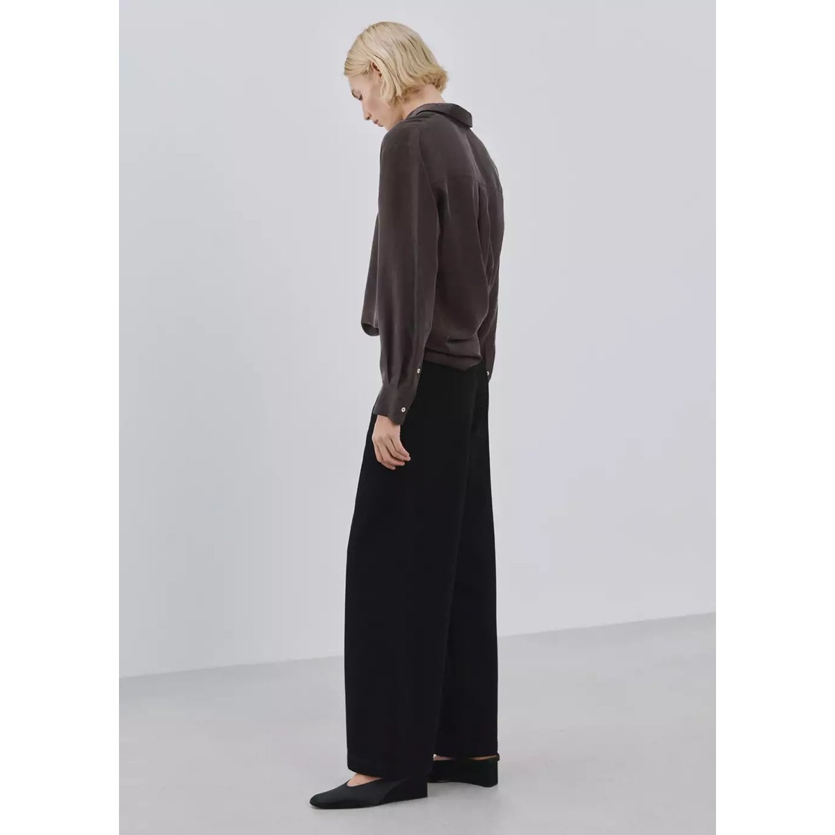 Jean large taille normale black denim, MANGO