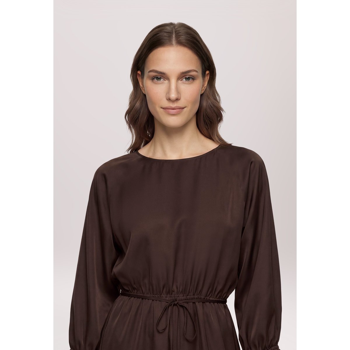 Robe de cocktail à encolure bateau espresso brown, VERA MONT