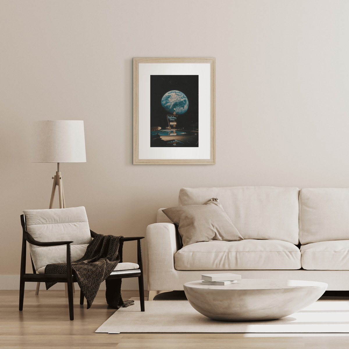 Affiche encadrée World, cadre en chêne, 30x40cm noir-bois massif fsc, CEANOTHE