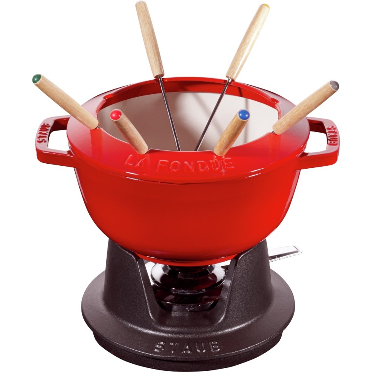 STAUB Service à fondue fonte 18 cm. induction. four. Cerise cerise, STAUB
