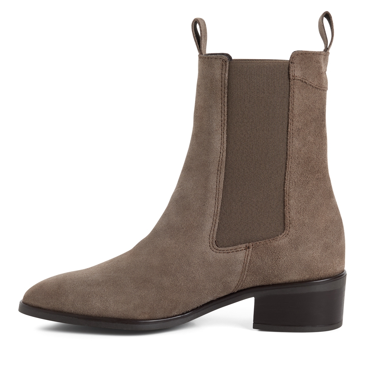 Bottine Chelsea en cuir marron taupe suède, TAMARIS