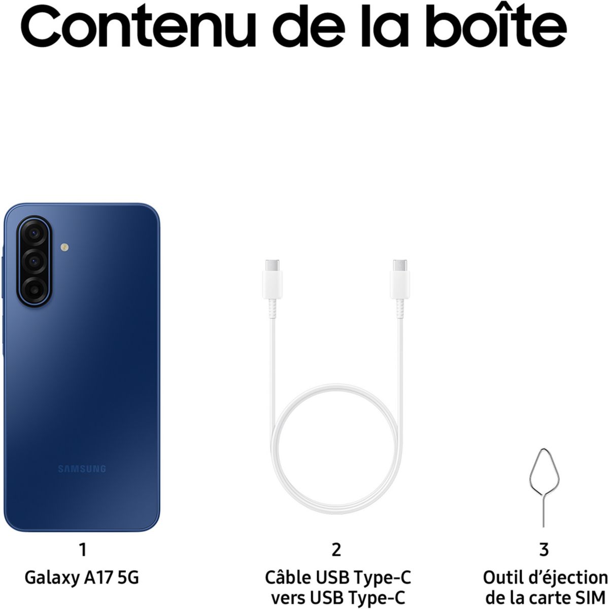 Smartphone Galaxy A17 128Go Bleu 5G couleur unique, SAMSUNG