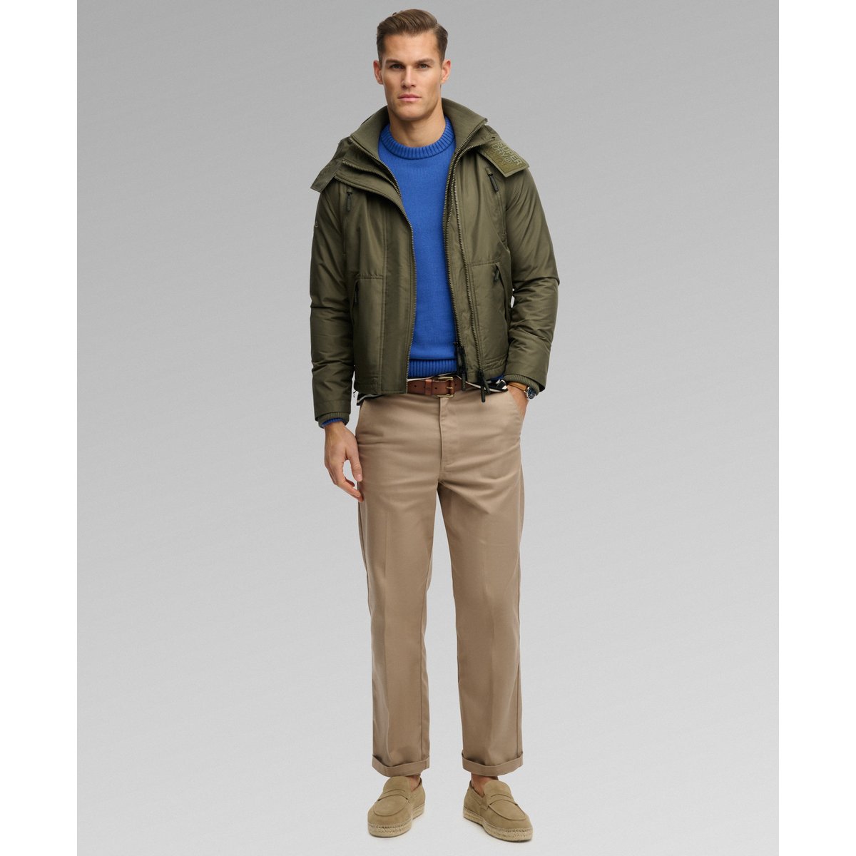 Veste Coupe-vent Arctic à Capuche kaki délavé, SUPERDRY