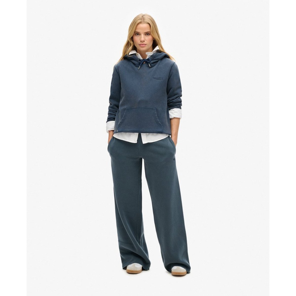 Pantalon de survêtement large délavé bleu marine éclipse, SUPERDRY