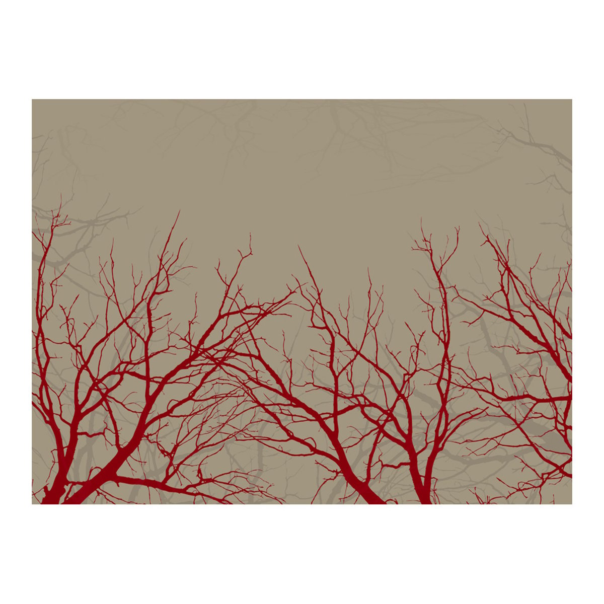 Papier peint intissé panoramique Paysage Red-hot branches gris / argent, EDEN