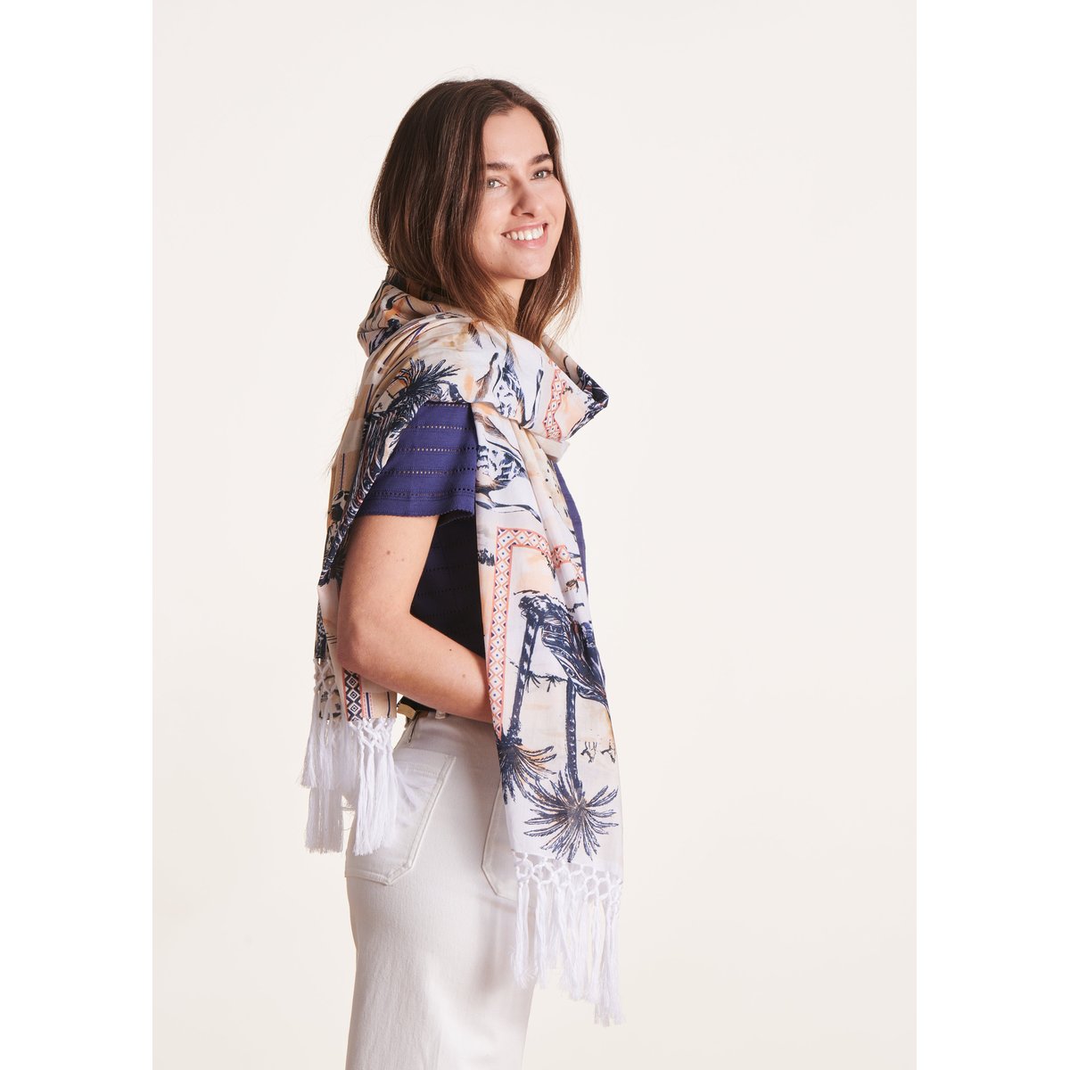 Foulard imprimé en coton sahara, LA FEE MARABOUTEE