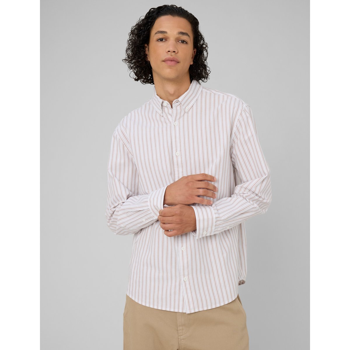 Chemise oxford rayée camel, BZB
