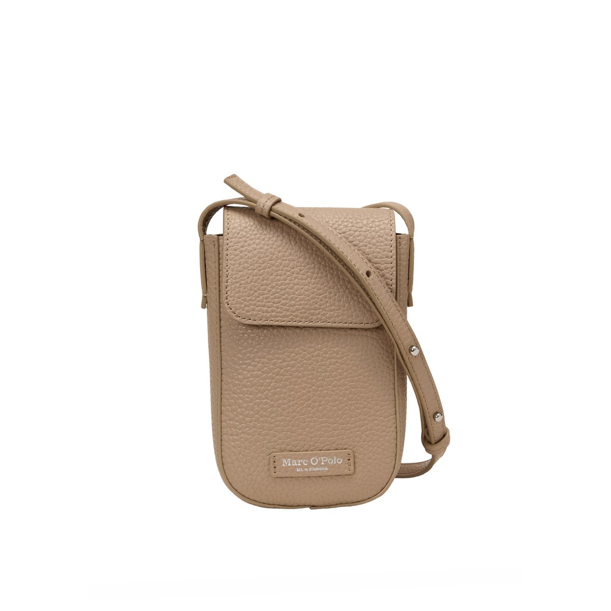 Étui pour smartphone en cuir de vache grainé marron, MARC O'POLO