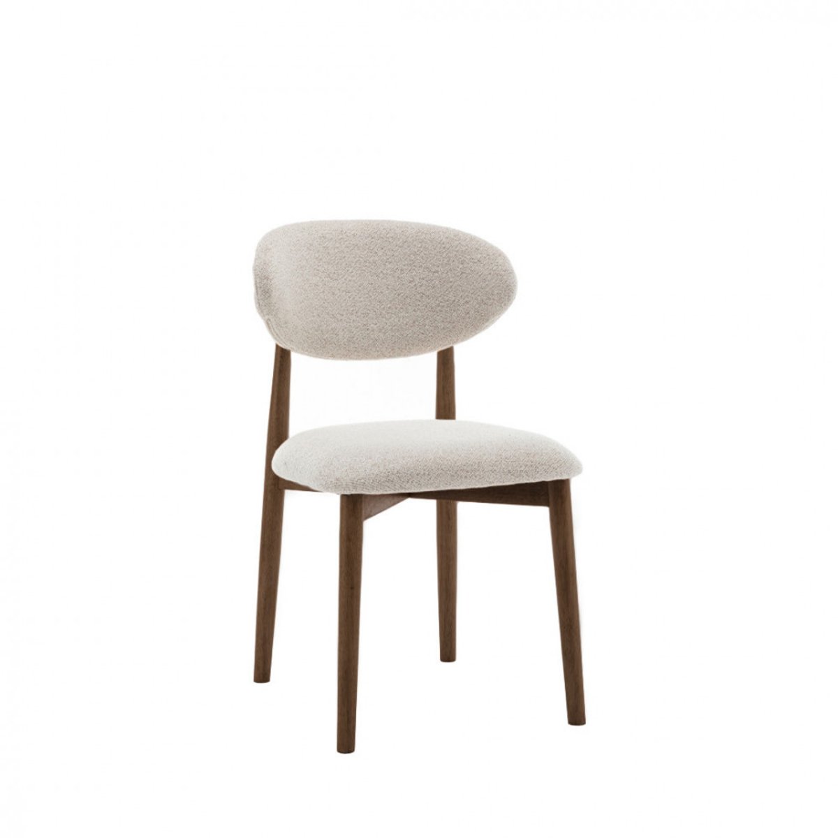 Lot de 2 chaises en tissu bouclette pieds bois foncé- CLARA beige, DRAWER