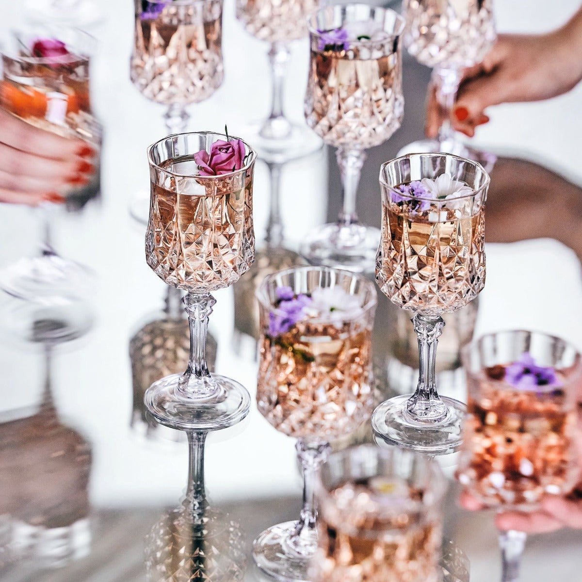 4 verres à pied 17 cl -LONGCHAMP transparent, CRISTAL D ARQUES