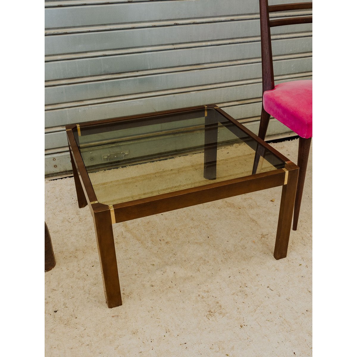 Table basse en verre et bois marron Donna N°1648 - Bon état marron, DEBONGOUT