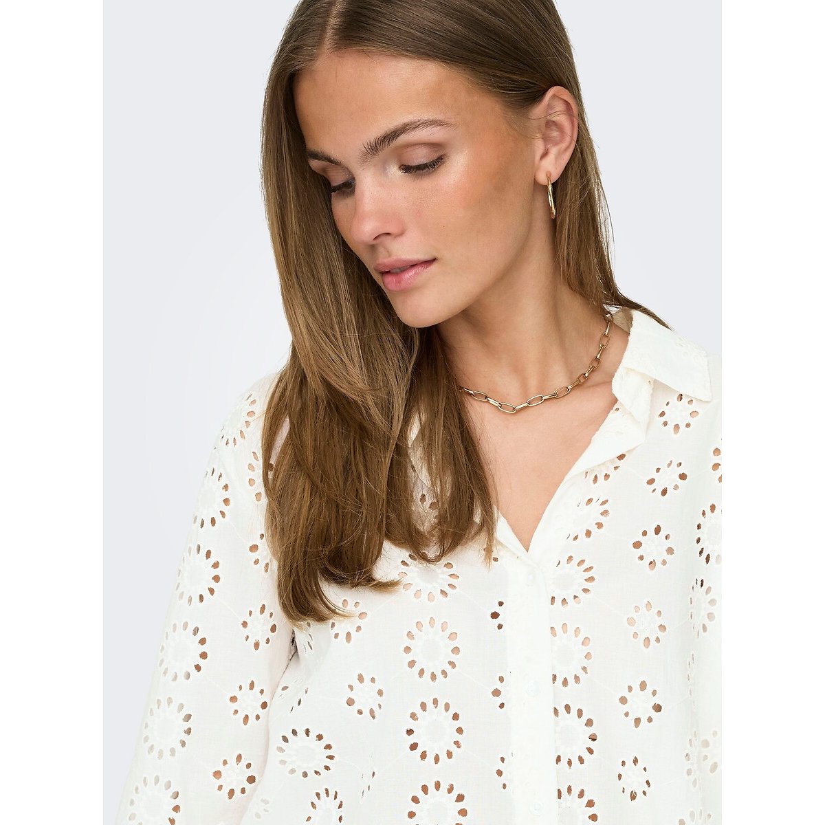 Chemisier détail broderies blanc, JDY