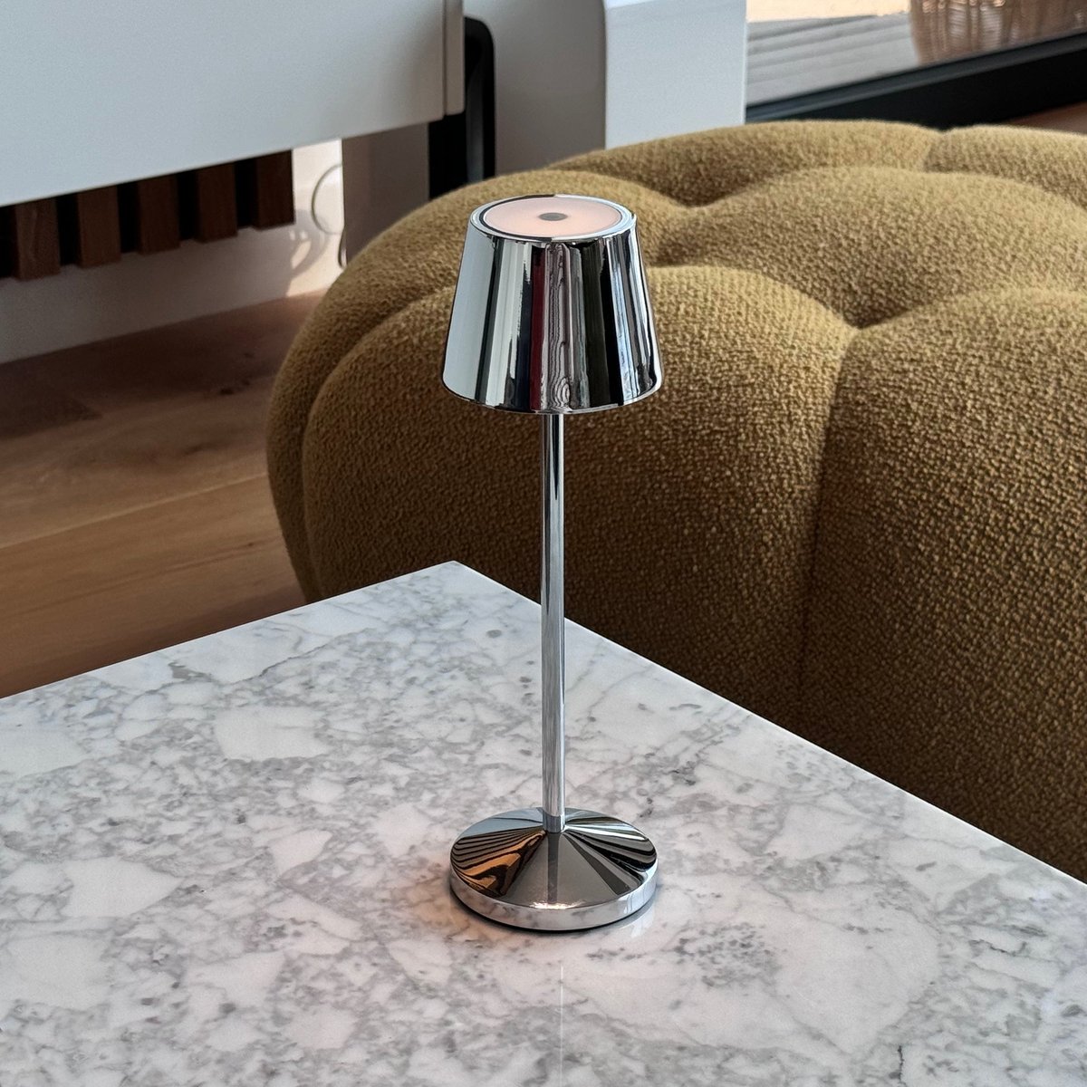 Lampe de table sans fil EMILY argent, LUMISKY