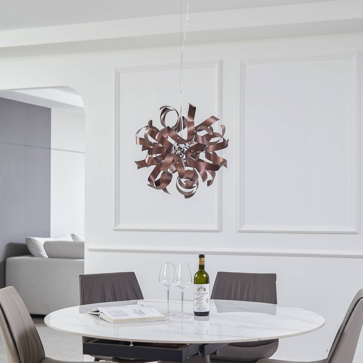 Suspension en aluminium design, Kaelor cuivre satiné, LUCANDE