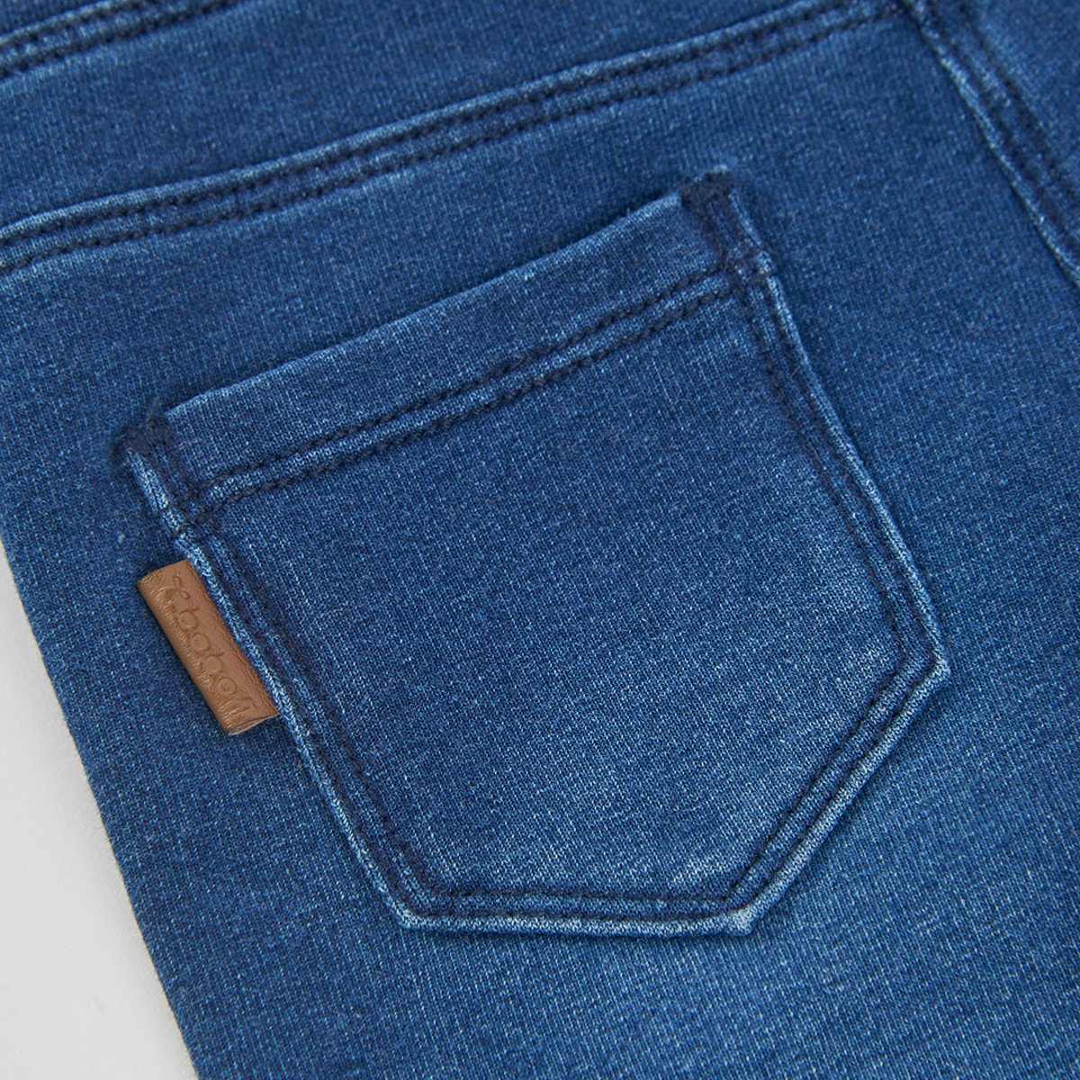 Pantalon molleton denim fille évasé bleu, BOBOLI