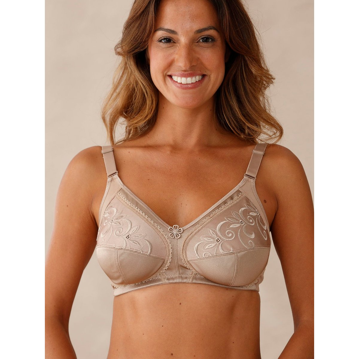 Soutien-gorge brodé sans armatures vison, DAXON