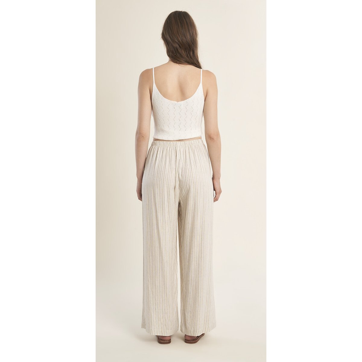 Pantaloni larghi a righe ecru , MOLLY BRACKEN
